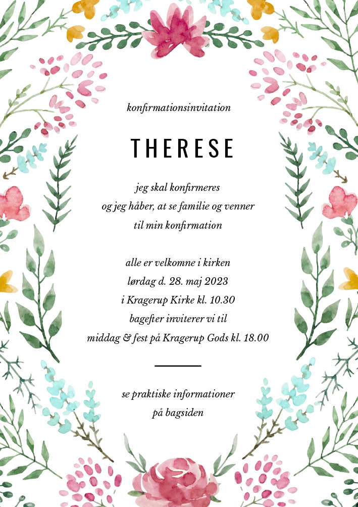 Invitationer - Therese Konfirmation